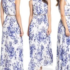 Eliza J blue and white floral gown